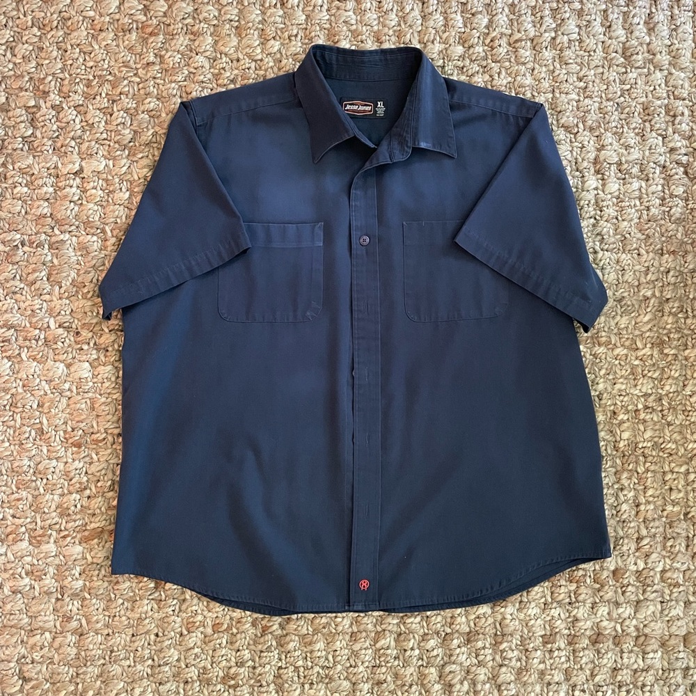 Jesse James Industrial Workwear Shirt XL – Dress Navy Button Down LIKE NEW